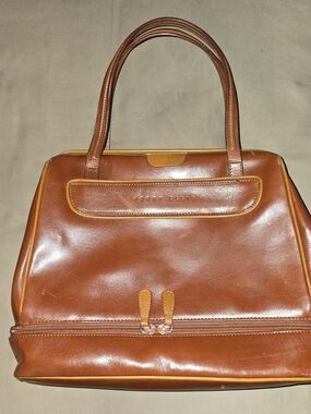 Vintage Perry Ellis Two-Tone Brown Tote with Top Handles